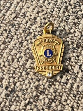 Lions Club President Gold Tone Pendant